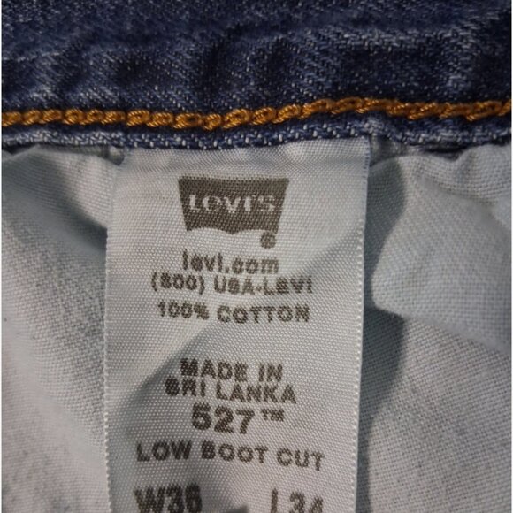 Levi's 527 Low Rise Bootcut Jeans Men's Size 36x34 Blue Denim Relaxed Fit - Picture 5 of 12